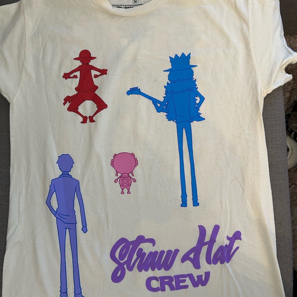 Onepiece Cream and Red Short Sleeve Tee with Playful Character Prints